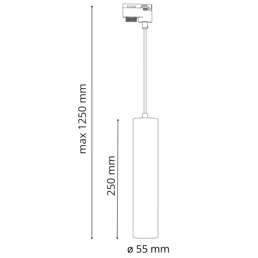 Пендел за релсова система MARIBEL 3xGU10/10W/230V + 1 м релса система черен
