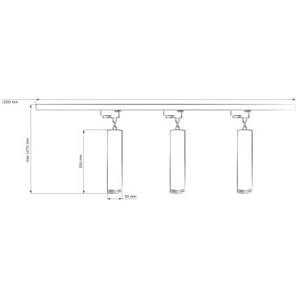Пендел за релсова система MARIBEL 3xGU10/10W/230V + 1 м релса система черен