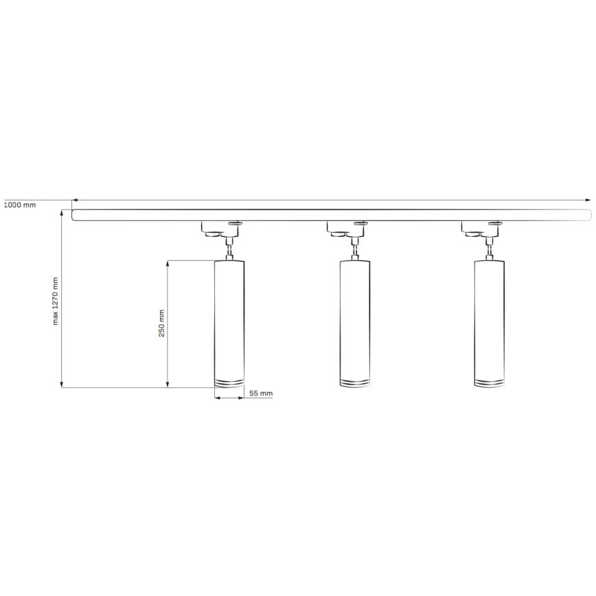 Пендел за релсова система MARIBEL 3xGU10/10W/230V + 1 м релса система черен