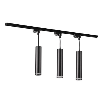 Пендел за релсова система ПАРИЖ 3xGU10/10W/230V + 1 м релса система черен