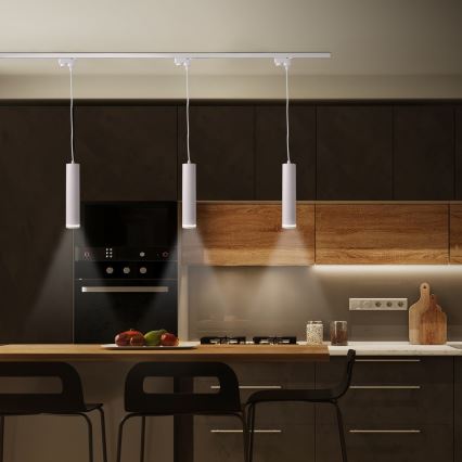 Пендел за релсова система ПАРИЖ 3xGU10/10W/230V + 1 м релса система бял