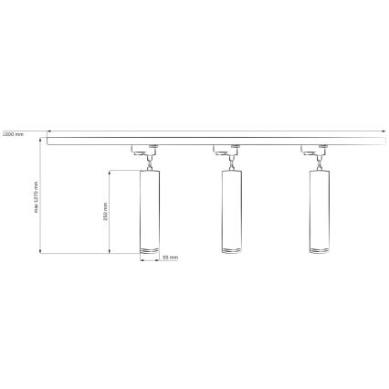 Пендел за релсова система ПАРИЖ 3xGU10/10W/230V + 1 м релса система бял