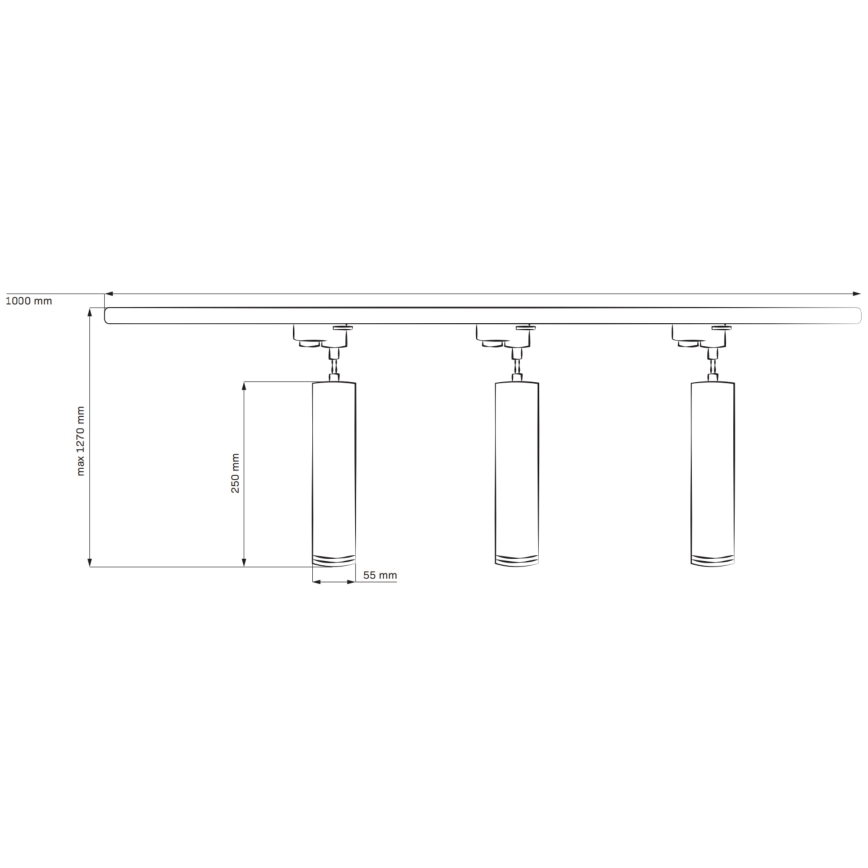 Пендел за релсова система ПАРИЖ 3xGU10/10W/230V + 1 м релса система бял