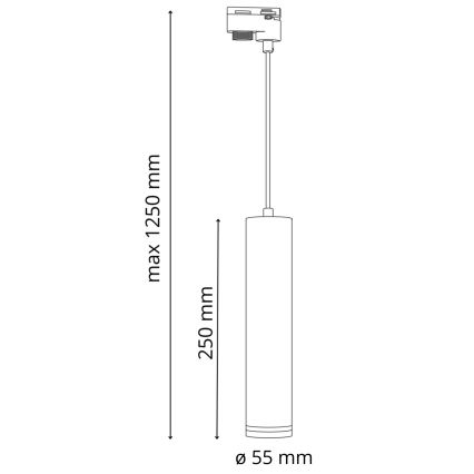 Пендел за релсова система ПАРИЖ 3xGU10/10W/230V + 1 м релса система черен