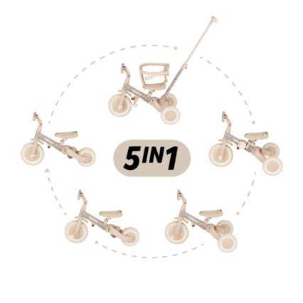 PETITE&MARS - Детска триколка 5 в 1 TURBO LIMITED Розова ливада