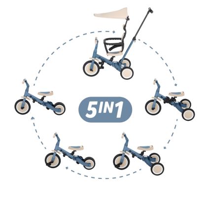 PETITE&MARS - Детска триколка 5 в 1 TURBO PLUS Океанско синьо