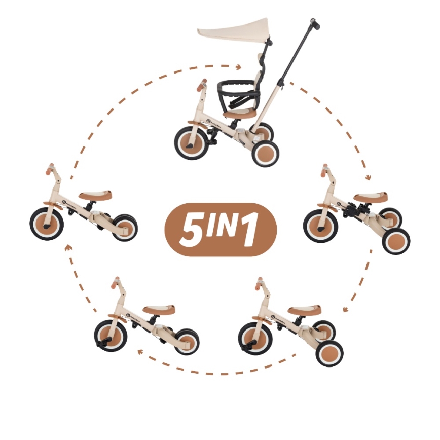 PETITE&MARS - Детска триколка 5 в 1 TURBO PLUS Пясъчен