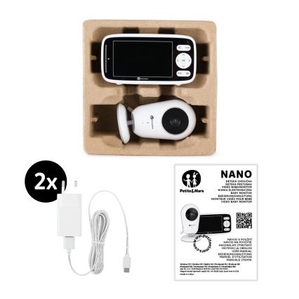PETITE&MARS - Детски бебефон с монитор NANO 4.0 3,7V 1760 mAh