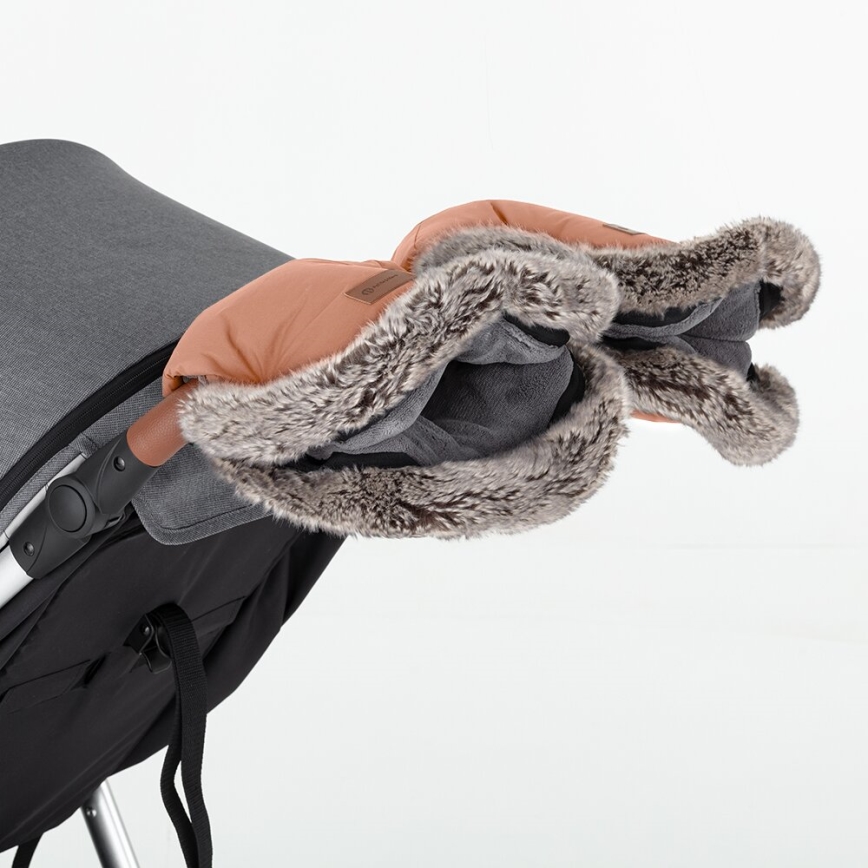 PETITE&MARS - КОМПЛЕКТ Детски спален чувал 4в1 COMFY + ръкавици за количка FURRY Пастелно праскова