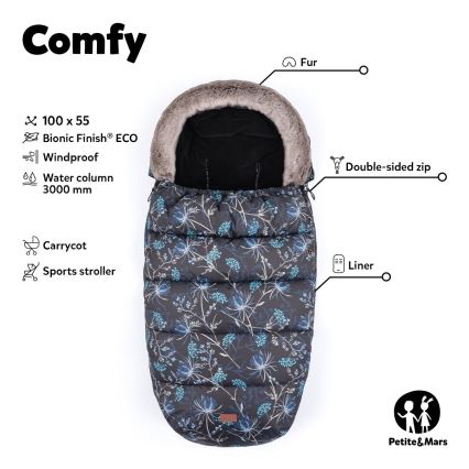 PETITE&MARS - КОМПЛЕКТ Детски спален чувал 4в1 COMFY + ръкавици за количка FURRY Пастелно праскова