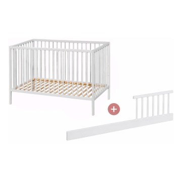 PETITE&MARS - Детско креватче + защитна странична решетка NELA BEECH 120x60 cm бяло/бук