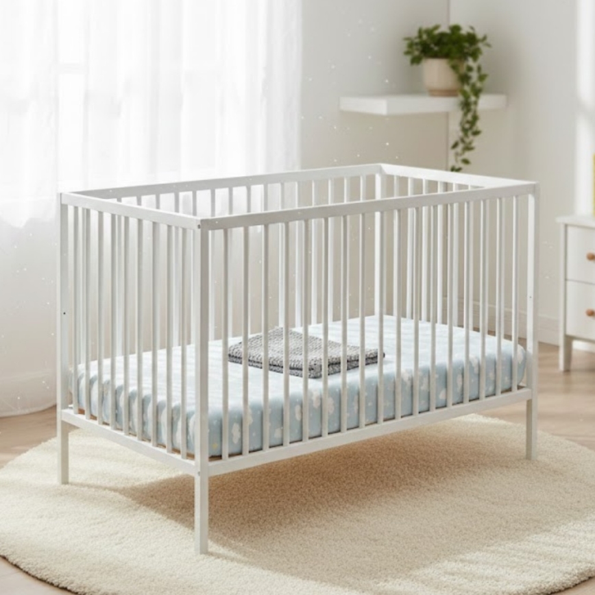 PETITE&MARS - Детско креватче + защитна странична решетка NELA BEECH 120x60 cm бяло/бук