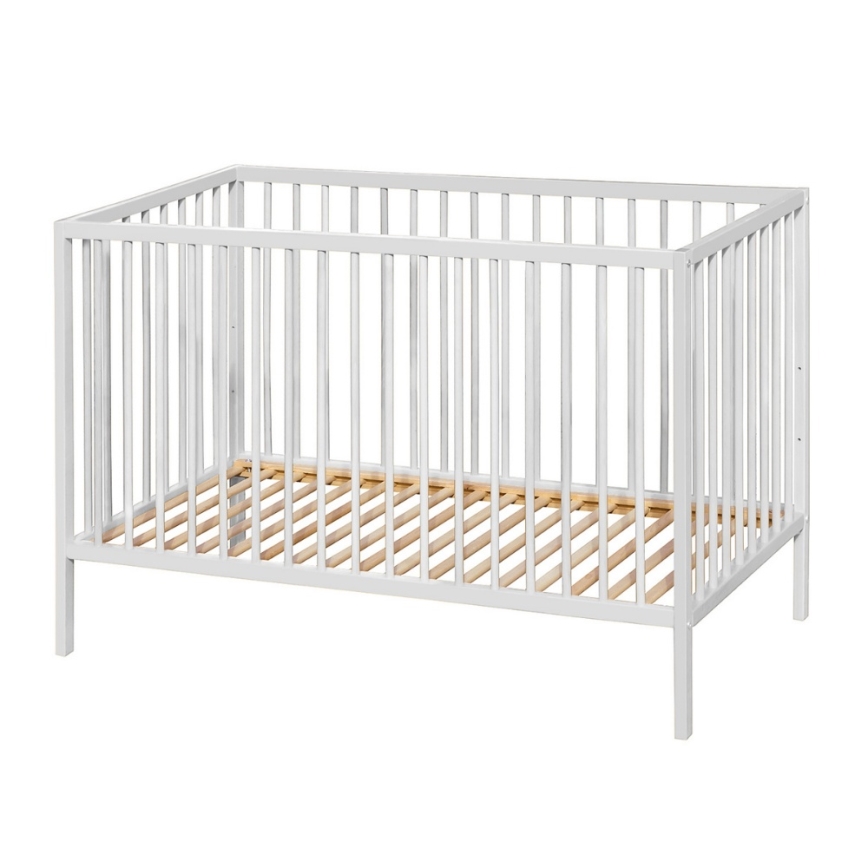 PETITE&MARS - Детско креватче + защитна странична решетка NELA BEECH 120x60 cm бяло/бук