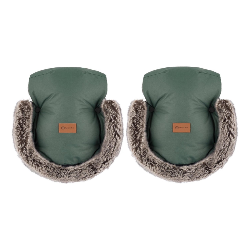 PETITE&MARS - Ръкавици за ръце за количка FURRY Veritable Khaki