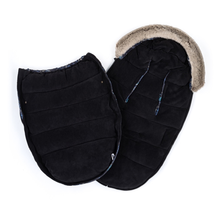 PETITE&MARS - Комплект Детски чувал 4в1 COMFY Stylish Beauty + ръкавици за количка FURRY Forever Black