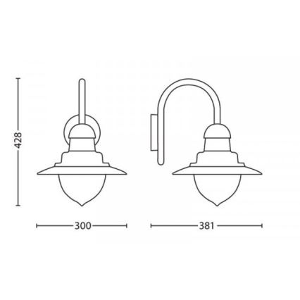 Philips 01652/06/PN - Външна, настенна лампа MYGARDEN RAINDROP 1xE27/53W/230V IP44