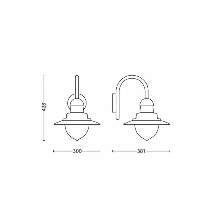 Philips 01652/06/PN - Външна, настенна лампа MYGARDEN RAINDROP 1xE27/53W/230V IP44