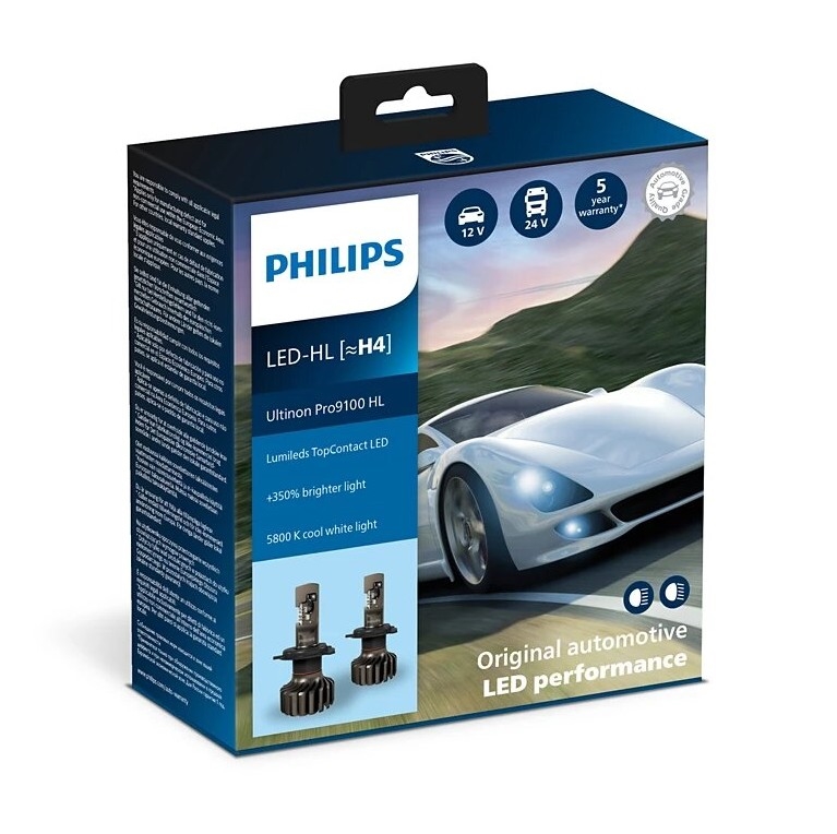 Philips 11342U91X2 -К-кт 2x LED Крушка за автомобил Ultinon 9100 H4 P43t-38/13,2W/12/24V 5800K