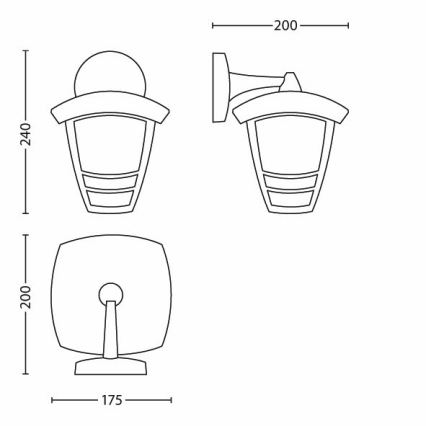 Philips - Екстериорен аплик 1xE27/60W/230V IP44
