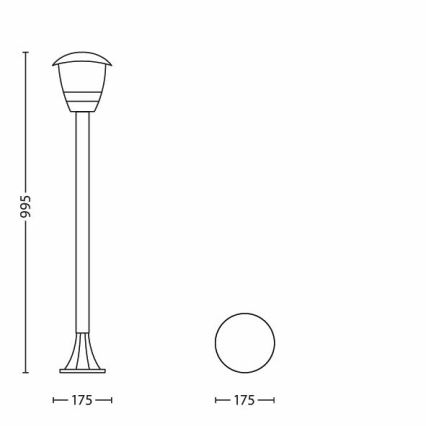 Philips 15383/30/16 - Екстериорна лампа MYGARDEN CREEK 1xE27/60W/230V черна IP44