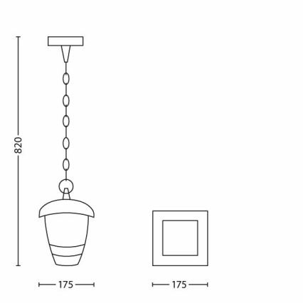 Philips - Екстериорен висящ полилей 1xE27/60W/230V черен IP44