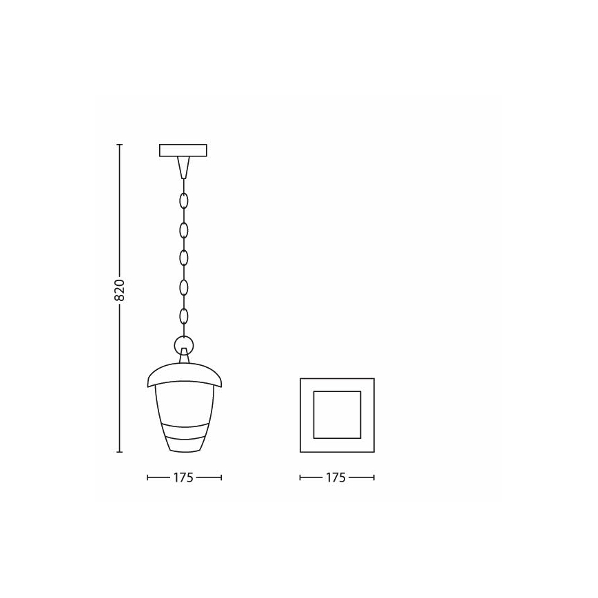 Philips - Екстериорен висящ полилей 1xE27/60W/230V черен IP44
