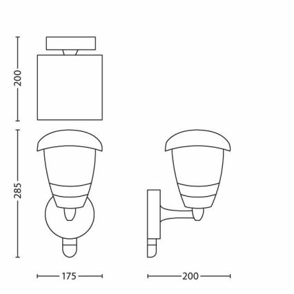 Philips - Екстериорна Стенна лампа на сензор 1xE27/60W IP44