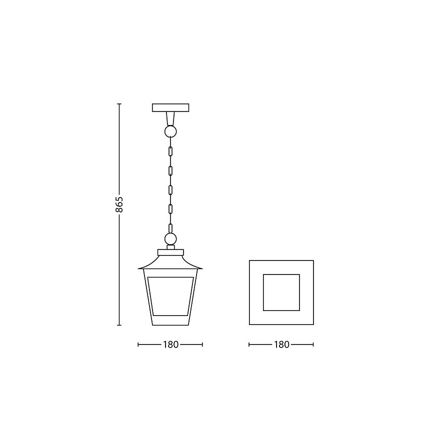 Philips 15406/86/PN - Екстериорен полилей HEDGE 1xE27/60W/230V IP44