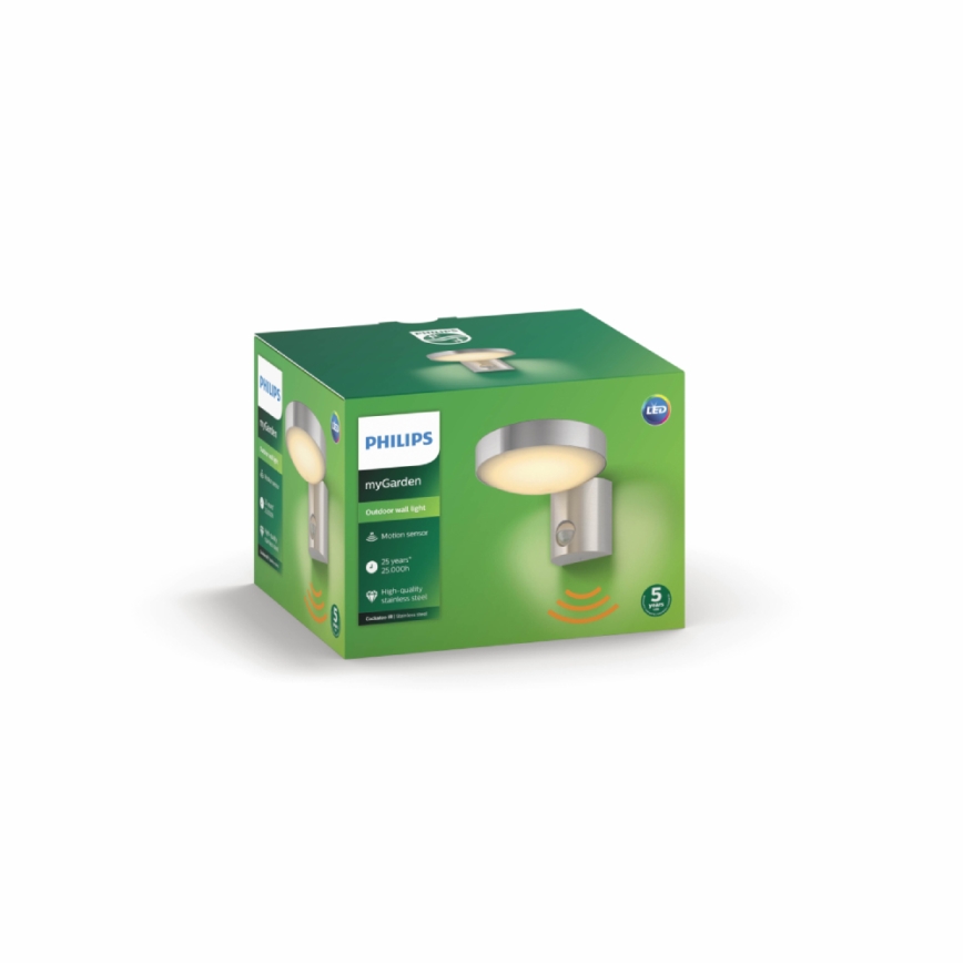 Philips 16491/47/P0 - LED Екстериорен аплик със сензор MYGARDEN COCKATOO 1xLED/8W/230V IP44