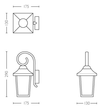 Philips - Екстериорна лампа 1xE27/60W/230V IP44