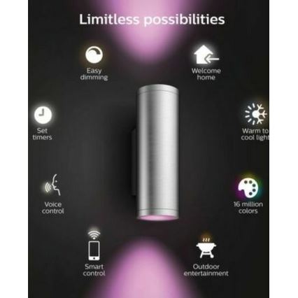 Philips - LED RGBW Димируем екстериорен аплик Hue APPEAR 2xLED/8W/230V IP44