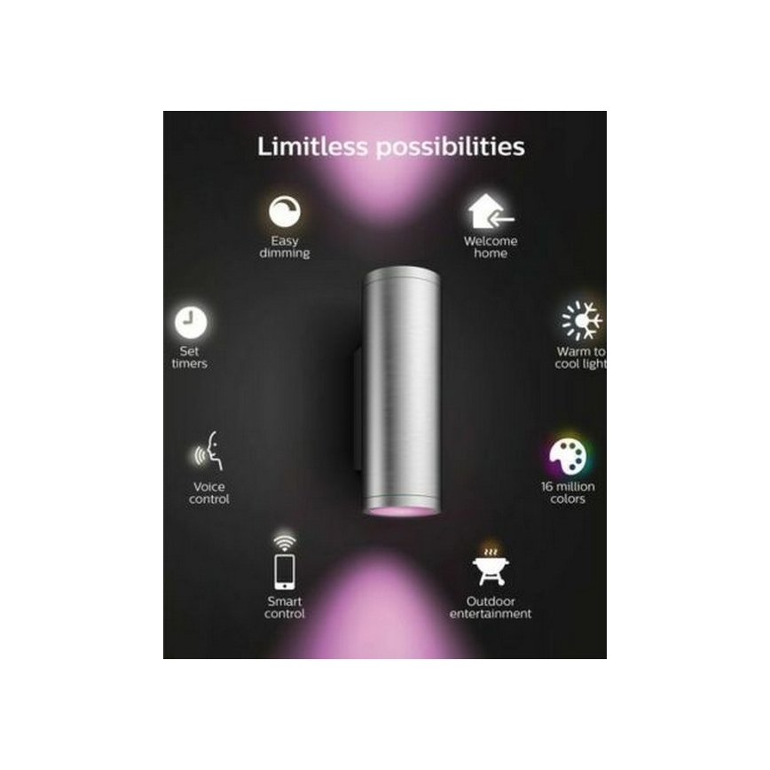 Philips - LED RGBW Димируем екстериорен аплик Hue APPEAR 2xLED/8W/230V IP44