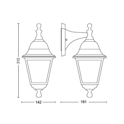 Philips - Екстериорен аплик LIMA 1xE27/60W/230V IP44