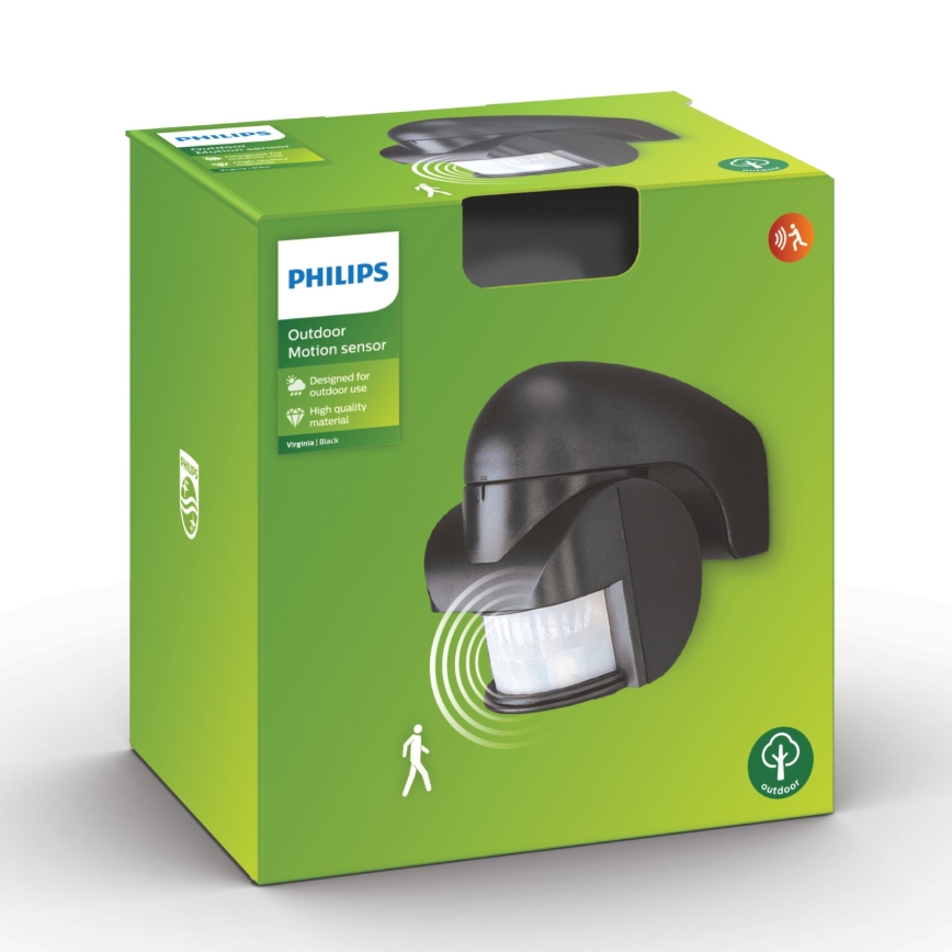 Philips - Външен сензор за движение IP44 черен