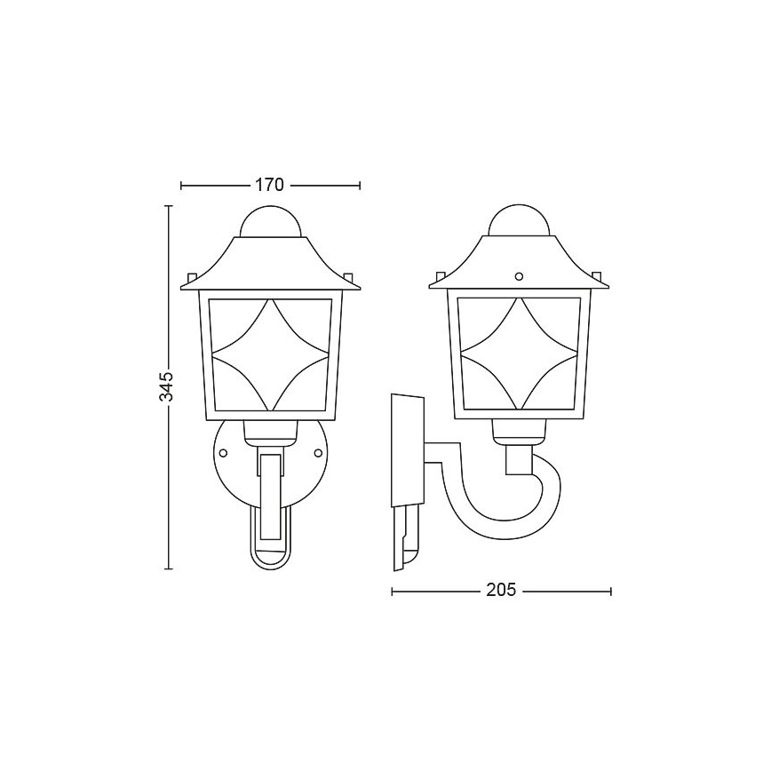 Philips - Екстериорен аплик със сензор 1xE27/60W/230V IP44