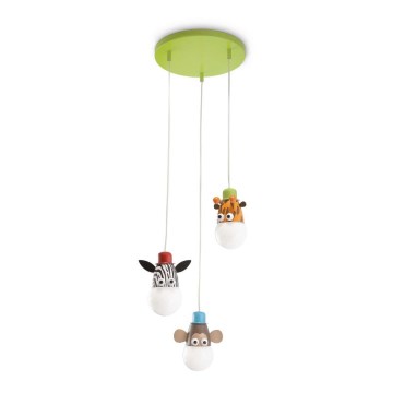Philips 40594/55/16 - Детски Полилей MYKIDSROOM ZOO 3xE27/12W