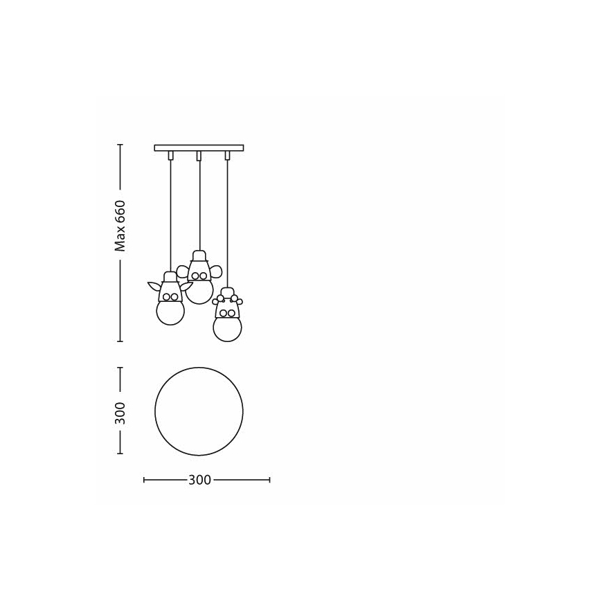 Philips 40594/55/16 - Детски Полилей MYKIDSROOM ZOO 3xE27/12W