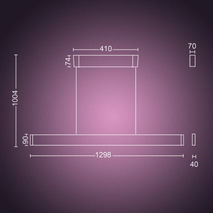 Philips -  LED RGBW Димируем пендел Hue ENSIS White And Color Ambiance 2xLED/39W/230V