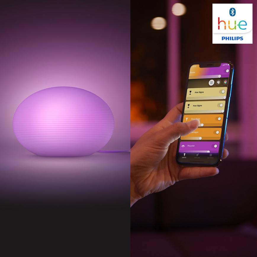 Philips - LED RGB Димируема настолна лампа Hue FLOURISH White And Color Ambiance 1xE27/9,5W/230V