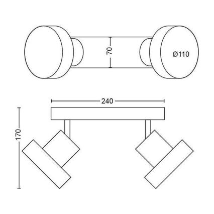 Philips 50602/30/P0 - LED Димируем спот BUKKO 2xLED/4,5W/230V