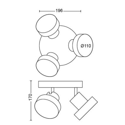 Philips 50603/30/P0 - LED Димируем спот BUKKO 3xLED/4,3W/230V
