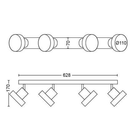 Philips 50604/31/P0 - LED Спот BUKKO 4xLED/4,3W/230V