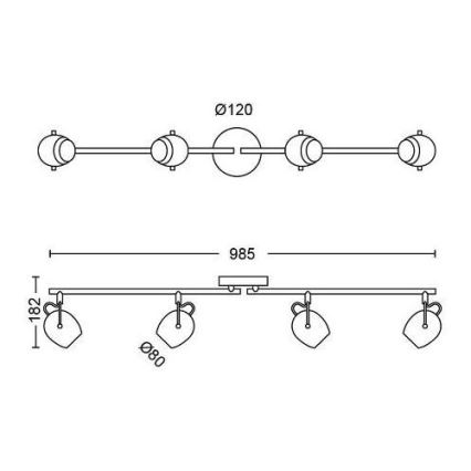 Philips 50614/30/P0 - LED Спот RIVANO 4xLED/4,3W/230V