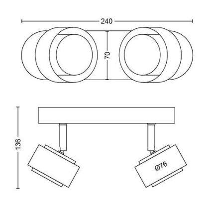 Philips 50652/30/P0 - LED Прожектор, луна FERANO 2xLED/4,3W/230V
