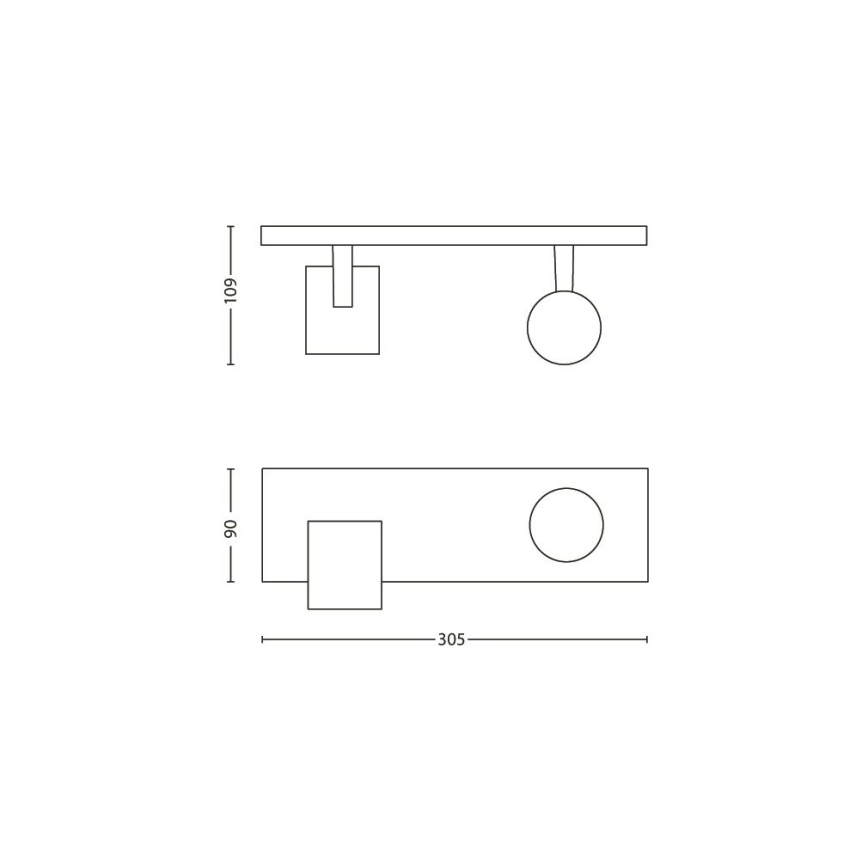 Philips 53092/48/16 - Точково осветително тяло RUNNER сребърна 2xGU10/35W/230V