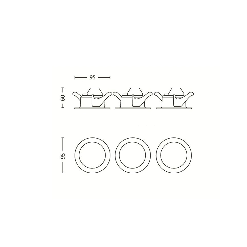 Philips 59100/87/16 - Комплект 3x LED Точково вградена лампа MYLIVING SCEPTRUM LED/3W/230V
