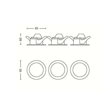 Philips 59100/87/16 - Комплект 3x LED Точково вградена лампа MYLIVING SCEPTRUM LED/3W/230V