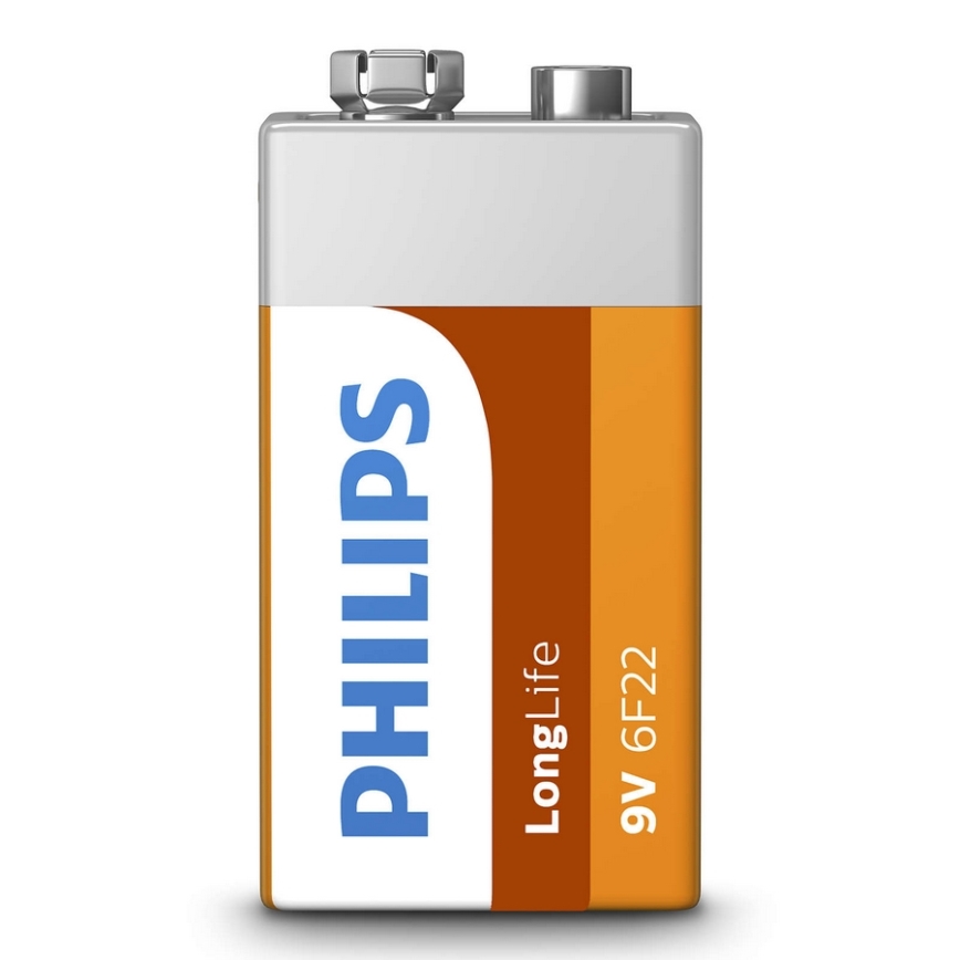 Philips 6F22L1B/10 - Батерия, цинков-хлорид 6F22 LONGLIFE 9V 150mAh