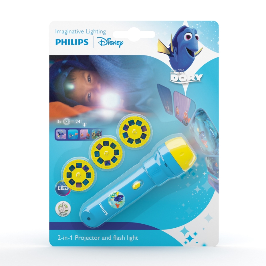 Philips 71788/90/16 - LED Детска baterka a Проектор DISNEY DORY LED/3xLR44