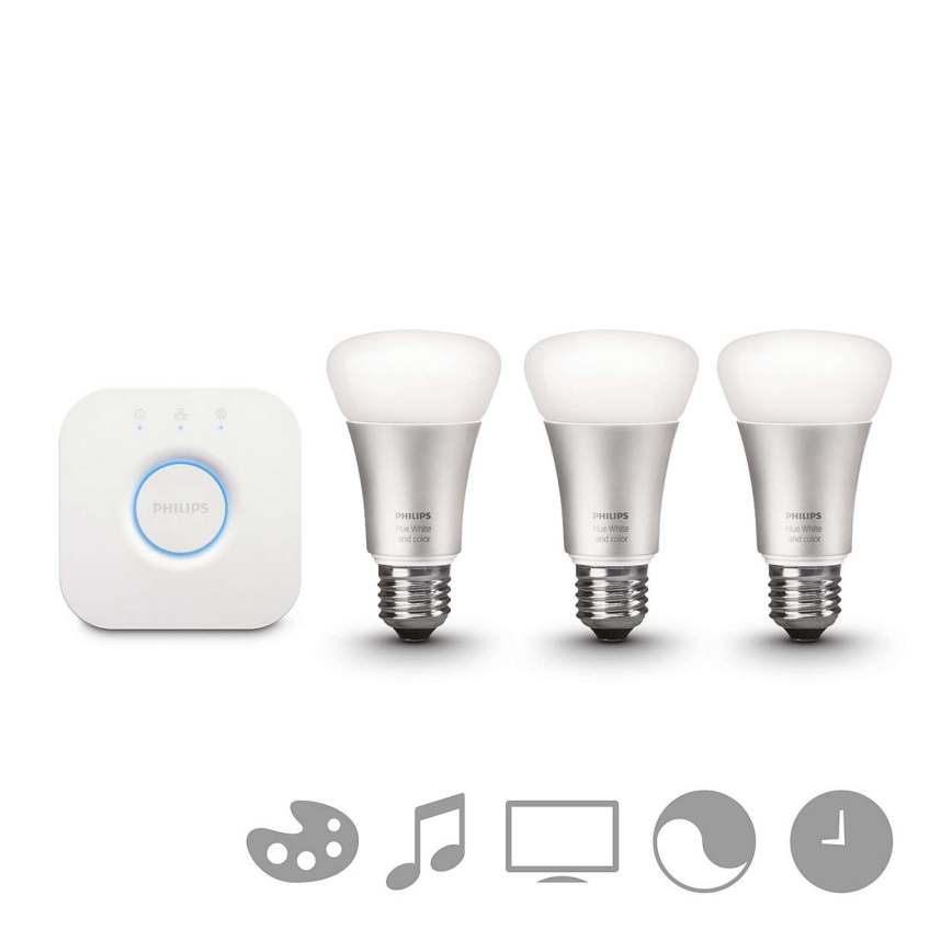 Philips - Основен комплект Hue STARTER KIT 3xE27/9W + свързващо устройство